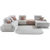 JVmoebel Divano angolare lussuoso, imbottito in tessuto bianco, design elegante