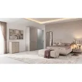 Xl Moebel Gmbh Armadio, 2 comodini, cassettiera, beige, design moderno, letto matrimoniale