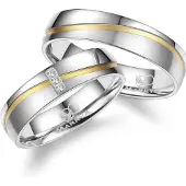 MARRYA Anello 'ES-15 Ehering aus Edelstahl - Silber- & Gold-farben' argento