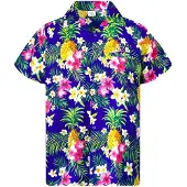 King Kameha Camicia 'Pineapple Flowers' blu
