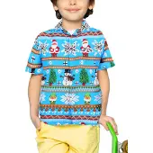 King Kameha Camicia 'Christmas Rows' blu chiaro