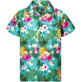 King Kameha Camicia 'Pineapple Flowers' turchese