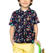 King Kameha Camicia 'Christmas Gingerbread' blu