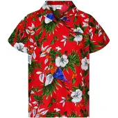 King Kameha Camicia 'Cherryparrot' rosso
