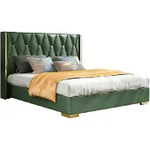 Xl Moebel Gmbh Letto matrimoniale imbottito, verde, moderno, elegante, raffinato