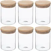 Wellhome Set Di Barattoli In Vetro E Legno 600ml 6 Unità