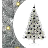 vidaXL Albero di Natale artificiale preilluminato argento 120 cm PET