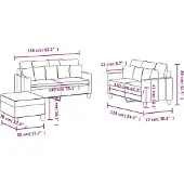 vidaXL Set divano 3 pezzi con cuscini in tessuto grigio chiaro