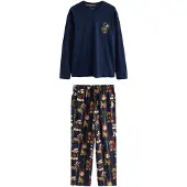 Next Pigiama lungo navy / marrone / rosso scuro / bianco