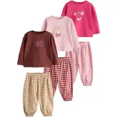 Next Pigiama marrone scuro / verde / rosa / lampone