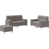 vidaXL Set di divani 3 pezzi con cuscini in tessuto Taupe