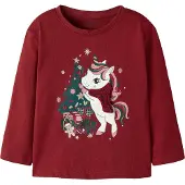 Name It Mini Maglietta 'NMFRepoler' verde scuro / rosa antico / rosso scuro / bianco