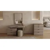 Xl Moebel Gmbh Comodino da trucco, specchio, sgabello, beige, moderno, elegante