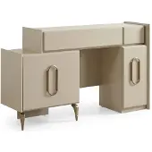 AEA Comò da trucco elegante, bianco, oro, legno e metallo,