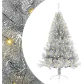 vidaXL Albero di Natale artificiale preilluminato argento 120 cm PET