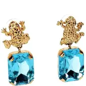 Addicted Orecchini 'Armonia orecchini con cristallo Swarovski acqua azzurra & motivo rana' turchese / oro