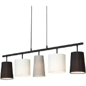 Briloner Lampada a sospensione Shades 5 paralumi di tessuto