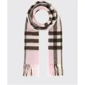 Burberry Sciarpa in puro cashmere con motivo check e frange