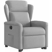 vidaXL Poltrona relax con supporto elettrico in tessuto grigio nuvola