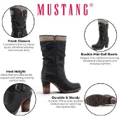 Mustang Stivale beige scuro / nero / argento