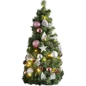 Star Trading Cono LED abete Noel con decori argento/rosa
