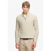Superdry Half Zip Pullover Jacob Cable Ecru Bianco sporco Bianco taglia