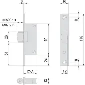 Sonstige Verlage Serratura Da Infilare Per Montanti Per Alluminio Art. 44237 E15