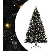 vidaXL Albero di Natale artificiale preilluminato nero 210 cm PVC