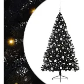 vidaXL Albero di Natale artificiale preilluminato nero 180 cm PVC