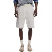 Desigual , Bermuda con bordi a motivi di soli, Cotone, Bianco, 32