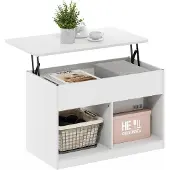 OEM Tavolino con vano nascosto, bianco, 80x45x49,5 cm