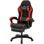 OEM Sedia da gaming, in ecopelle, regolabile, con poggiapiedi, nera e rossa