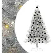 vidaXL Albero di Natale artificiale preilluminato argento 180 cm PET