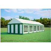 Ambitent Tendone per feste 4x12 m STANDARD – PVC 500 g/m² con trattamento ignifugo, tubi zincati Ø38 mm, fino a 110 persone - Verde-bianco