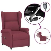 vidaXL Sedia ad ala con funzione reclinabile in tessuto rosso vino elettrico