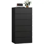 FOREHILL Comodino nero con 6 cassetti, dimensioni 60x40x119 cm
