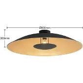 LINDBY plafoniera Narisara, Ø 80 cm, E27, nero-oro