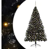 vidaXL Albero di Natale artificiale preilluminato nero 240 cm PVC