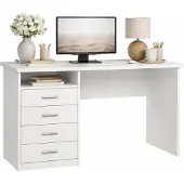 OEM Scrivania con 3 cassetti, bianca, dimensioni 110x48,5x76 cm
