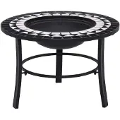 vidaXL Camino in Vetroceramica a mosaico bianco e nero 68 cm