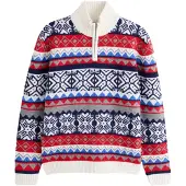 Next Pullover blu scuro / grigio / rosso / bianco lana