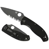 Spyderco Coltello pieghevole Tenacious, nero, dentatura lama