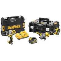DeWalt DCK2055T2T-QW - KIT XR FLEXVOLT = trapano a percussione DCD996 18V XRP + smerigliatrice DCG414 125mm 54V + 2 batterie 54V/18V Li-Ion 6.0Ah + valigetta di trasporto TSTAK