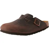 Birkenstock per donna. 860133 Zoccoli in pelle Boston Oiled (Vestibilità Stretta) marrone (37), Basso, Nessuno, Casual