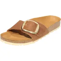 Birkenstock per donna. 1006525 Sandali in pelle Madrid Big Buckle (Vestibilità Stretta) marrone (40), Basso, Nessuno, Casual