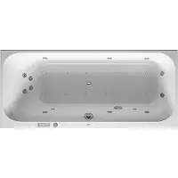 Duravit Happy D.2 baignoire balnéo, version à encastrer, simple dos à gauche, bâti-support, garniture de vidage et de trop-plein, système combiné E, 1700x700mm, 760310000CE1000, 760310000CE1000