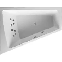 Duravit Paiova Bain à remous, à encastrer, simple dos à gauche, bâti-support, vidage et trop-plein chromés, système Jet, 1700x1300mm, 760214000JS1000, 760214000JS1000