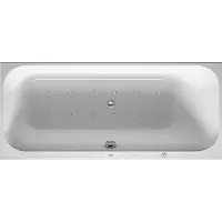 Duravit Baignoire balnéo Happy D.2, version à encastrer, simple dos à droite, bâti-support, garniture de vidage et de trop-plein, système Air, 1600x700mm, 760309000AS0000, 760309000AS0000