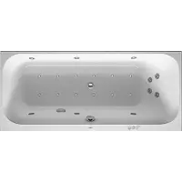 Duravit Happy D.2 baignoire balnéo, version à encastrer, simple dos à droite, bâti-support, garniture de vidage et de trop-plein, système combiné P, 1700x700mm, 760311000CP1000, 760311000CP1000