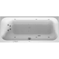 Duravit Happy D.2 baignoire balnéo, version à encastrer, simple dos à gauche, bâti-support, garniture d'écoulement et de trop-plein, système combiné P, 1600x700mm, 760308000CP1000, 760308000CP1000